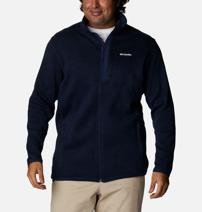 Men\'s Columbia Sweater Weather Full Zip Fleece Jackets Navy | Plus Size CA-Q0586